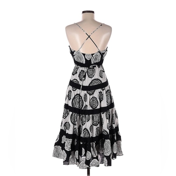 BCBGMAXAZRIA Black Midi Paisley Print Boho Dress - Picture 2 of 10